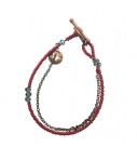 bracciale con segnalibro BARBARA MOGNI perline rosse+ottone brunito