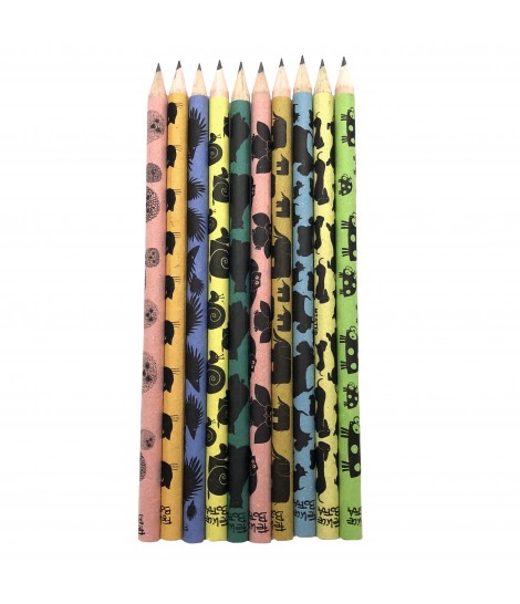 set di dieci matite fasciate a mano FELICE BOTTA con animali variante uno