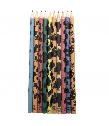 set di dieci matite fasciate a mano FELICE BOTTA con animali variante due