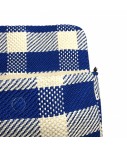borsa con tracolla MARIA LA ROSA tessuta a telaio maxi quadri bluette+bianco