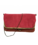 Exquisite J shoulder bag in bicolored strawberry/burnished chamois