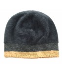 Cappello EXQUISITE J mohair grigio antracite bordo crochet a contrasto