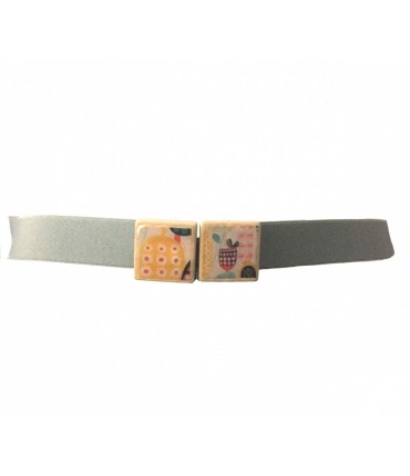 Cintura Exquisite j in elastico con fibbia decorata colore grigio chiaro
