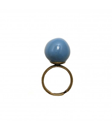 anello TOLEMAIDE con biglia grande in ceramica azzurro cielo