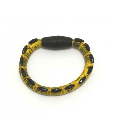 Clotilde Silva faux leather and stone yellow bracelet