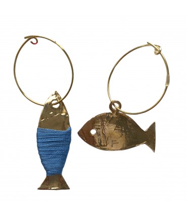 orecchini MIRIAM NORI coppia pesci con filo azzurro