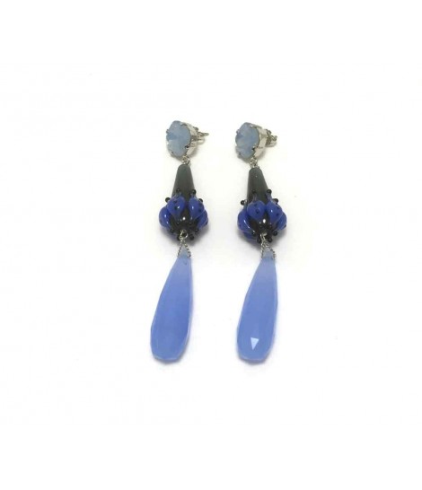 Handmade light blue pendant Clotilde Silva earrings