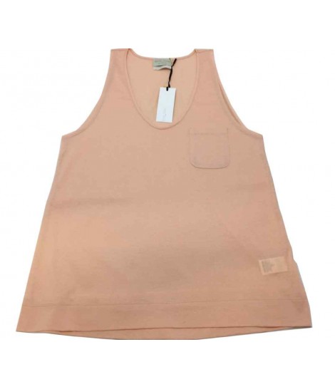 Forte-Forte Vest top in powder pink lisle with pocket