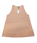 Forte-Forte Vest top in powder pink lisle with pocket